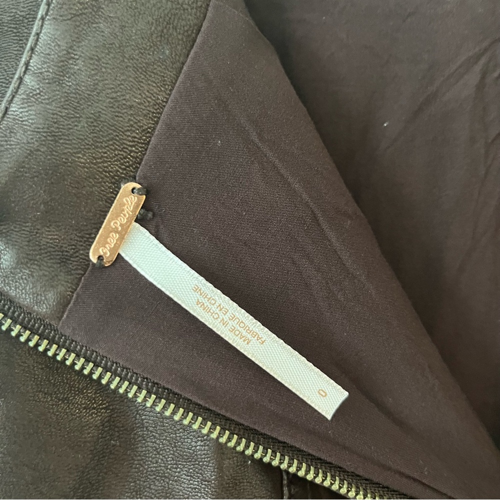 Free People Modern Femme Vegan Leather Brown Mini Skirt Size 0 - Picture 4 of 4